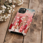 Romantic Winter Village Phone Case | Compatible with MagSafe & iPhone | Pink Heart Snow Town Aesthetic Protective Cover