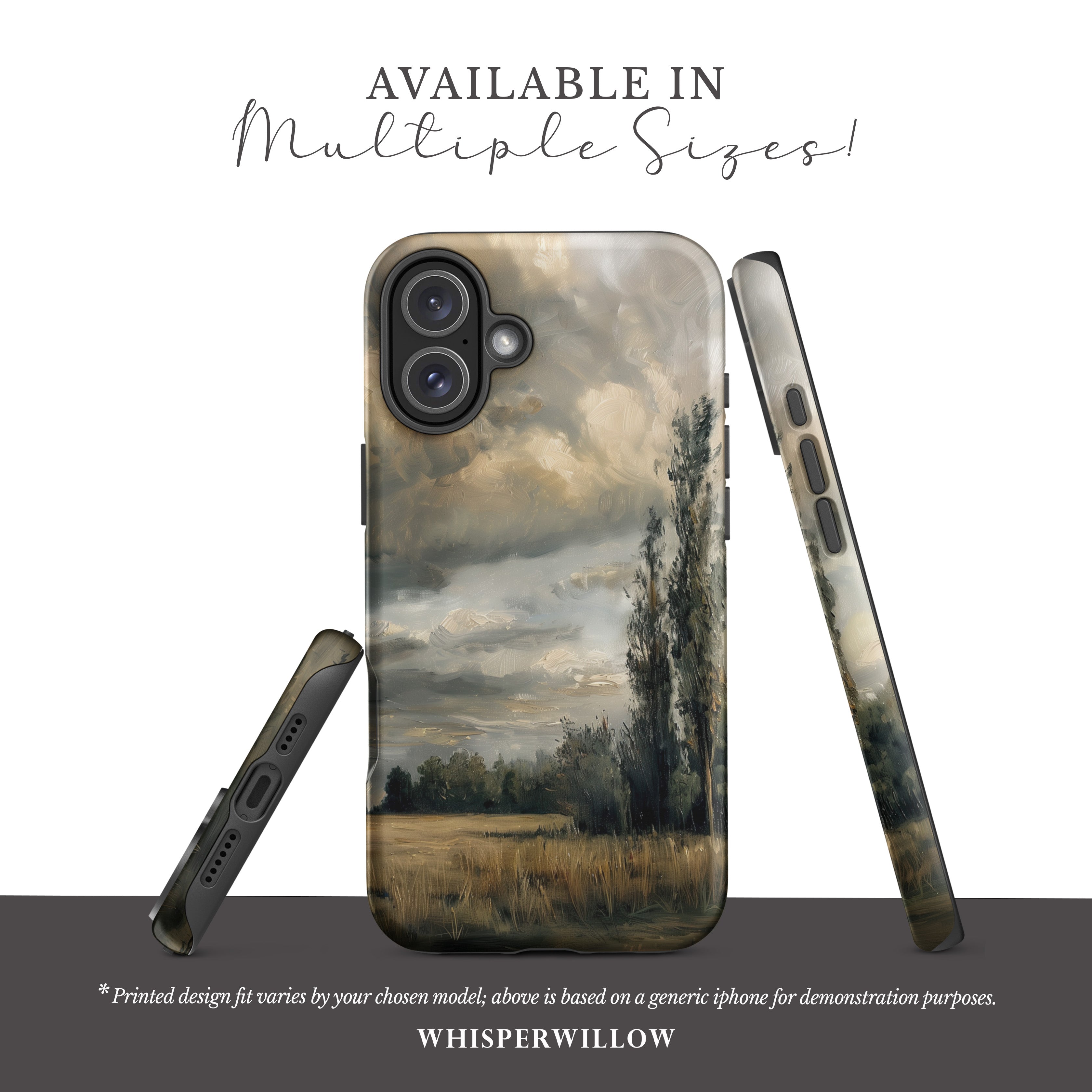 Moody Landscape Artistic Phone Case | Compatible with iPhone Models | Storm Sky Nature Scenic Neutral Rustic