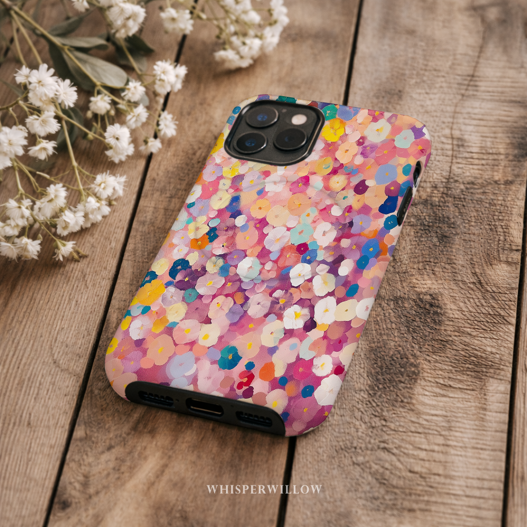 Colorful Floral Confetti Magnetic Case | Compatible with iPhone | Abstract Garden Pattern Cover