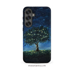 Mystical Tree Phone Case | Night Sky Art | Compatible with Samsung | Glowing Fireflies, Dreamy Stars, Nature Gift by WhisperWillow Studios