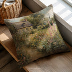 Floral Throw Pillow | Vintage English Garden Cottage | Wildflower Countryside Landscape | Farmhouse Cushion | Lumbar & Square