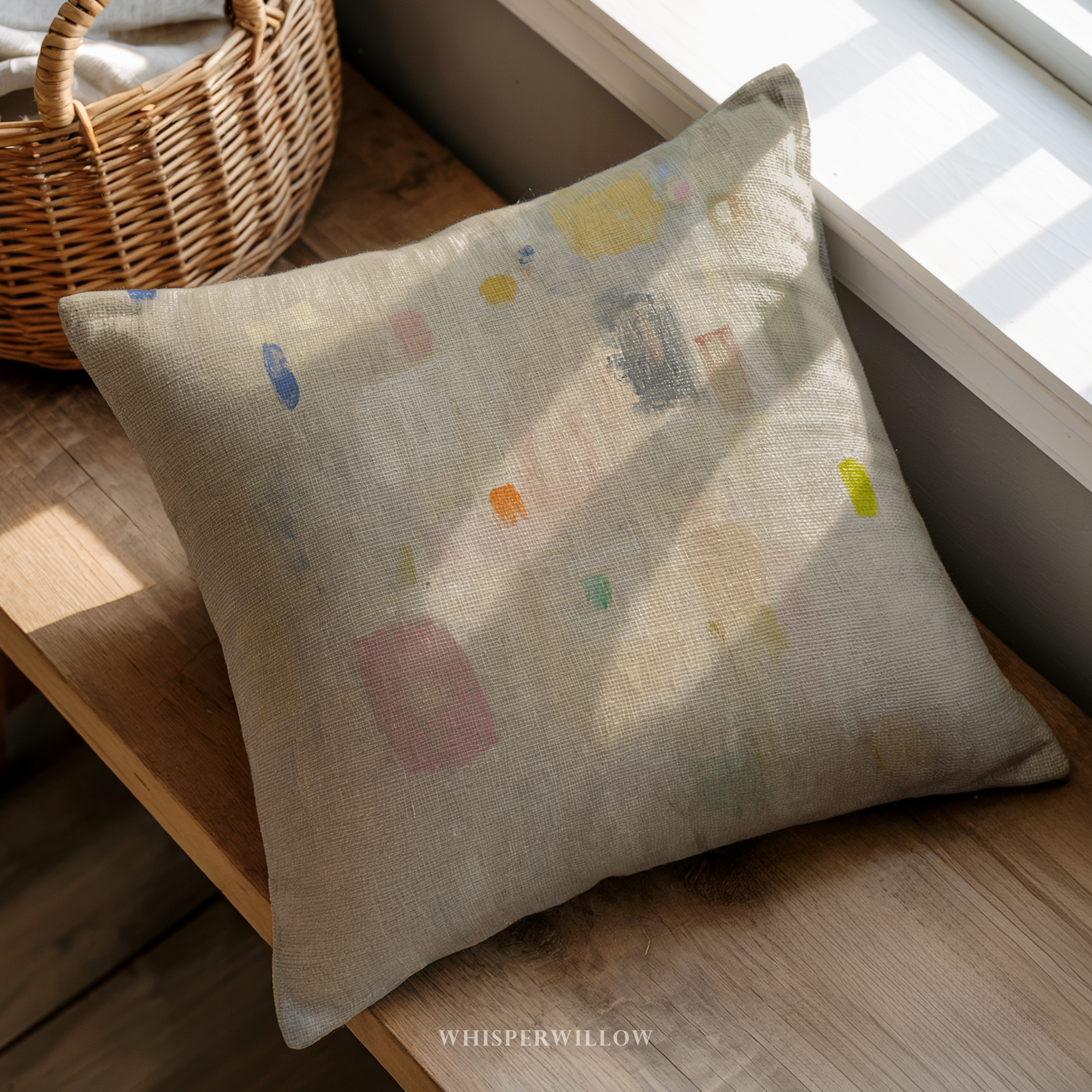 Neutral Pastel Abstract Throw Pillow and Case - Modern Minimalist Color Block Decorative Cushion by WhisperWillow Studios Home Decor Gift