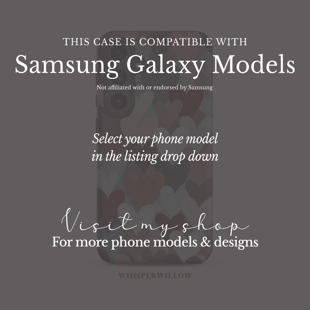 Heart Pattern Phone Case Compatible with Samsung Galaxy | Cute Aesthetic Pink Red Romantic Valentine Modern Love Art Cover
