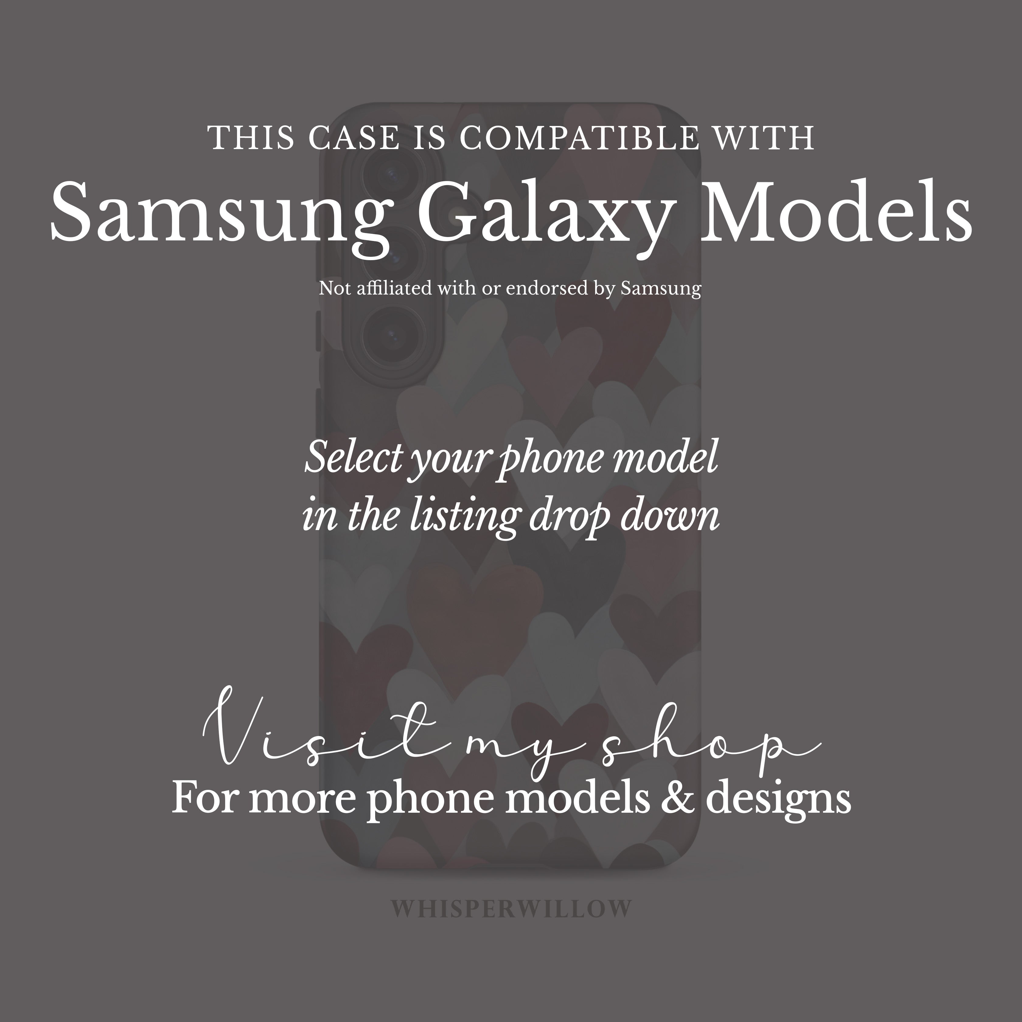 Heart Pattern Phone Case Compatible with Samsung Galaxy | Cute Aesthetic Pink Red Romantic Valentine Modern Love Art Cover