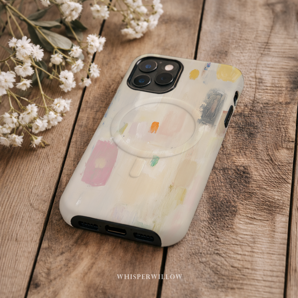 Abstract Pastel Art Magnetic Case | iPhone Compatible | Colorful Minimal Design Cover