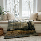 Moody Landscape Throw Blanket - Stormy Sky Meadow Tall Tree Gift