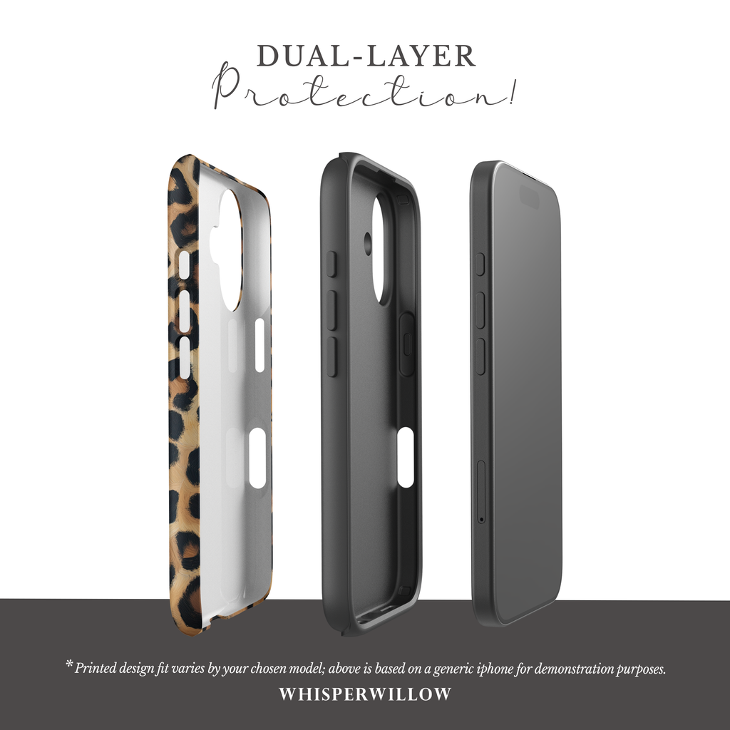 Leopard Print Dual Layer Phone Case | iPhone Compatible | Matte Protective Cover