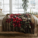 Christmas Poinsettia Throw Blanket - Red Floral Holly Gift