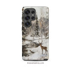Winter Deer Aesthetic Phone Case | Forest Snow Wildlife Art | Compatible with Samsung Gift by WhisperWillow Studios