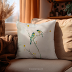 Watercolor Bird Throw Pillow and Case - Blue Yellow Spring Branch Accent Cushion Nature Decor Gift