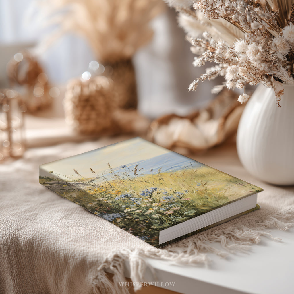 Notizbuch „Küstenwildblumen“ (gebunden) – Notizbuch „Wiesenlandschaft am Meer“, Naturlandschaft, botanisches Geschenk