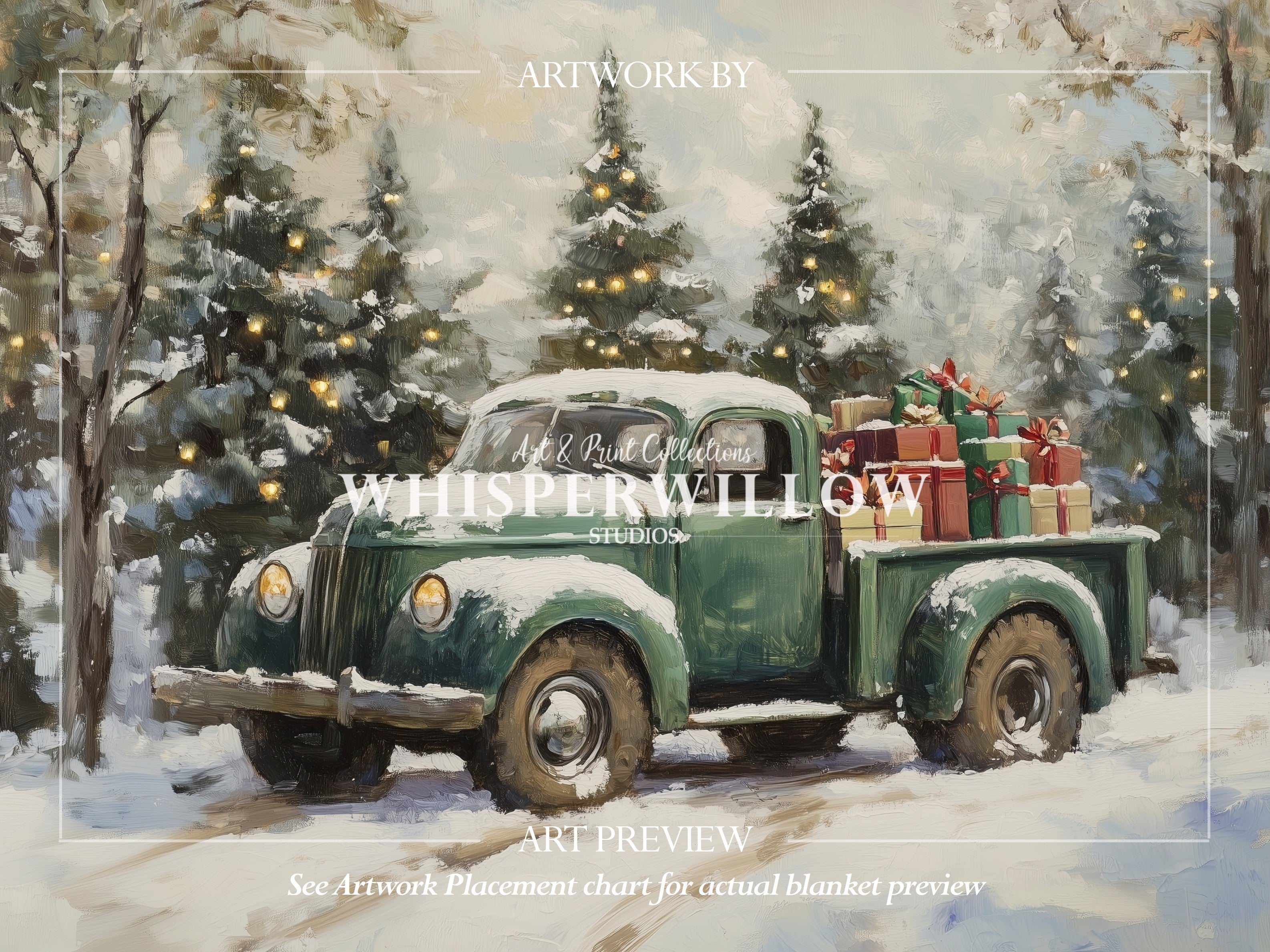 Vintage Christmas Truck Throw Blanket - Snowy Forest Gift