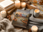 Autumn Pumpkin Farm Hardcover Journal - Red Barn Sunset Country Road Harvest Notebook Gift