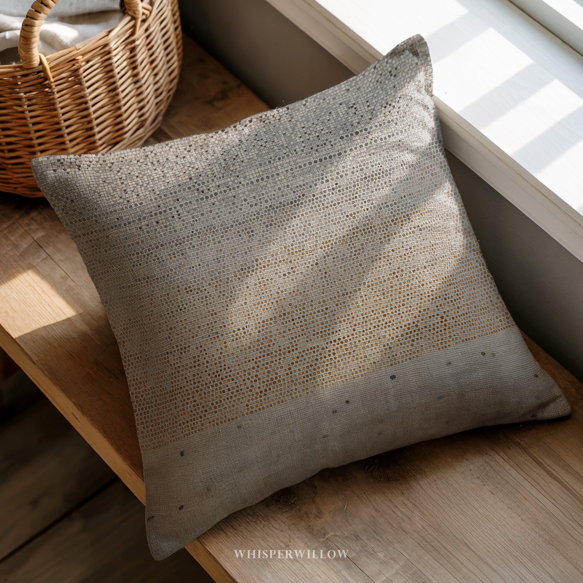 Neutral Abstract Throw Pillow | Beige Gray Geometric Dot Pattern | Modern Minimalist Lumbar Accent Cushion | Home Decor Gift