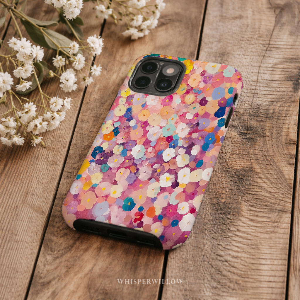 Colorful Floral Confetti Phone Case | Compatible with Samsung | Abstract Garden Pattern Cover