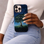 Mystical Tree Phone Case | Compatible with MagSafe Charging | Starry Night Sky Aesthetic | Glowing Nature Art | Celestial Fireflies