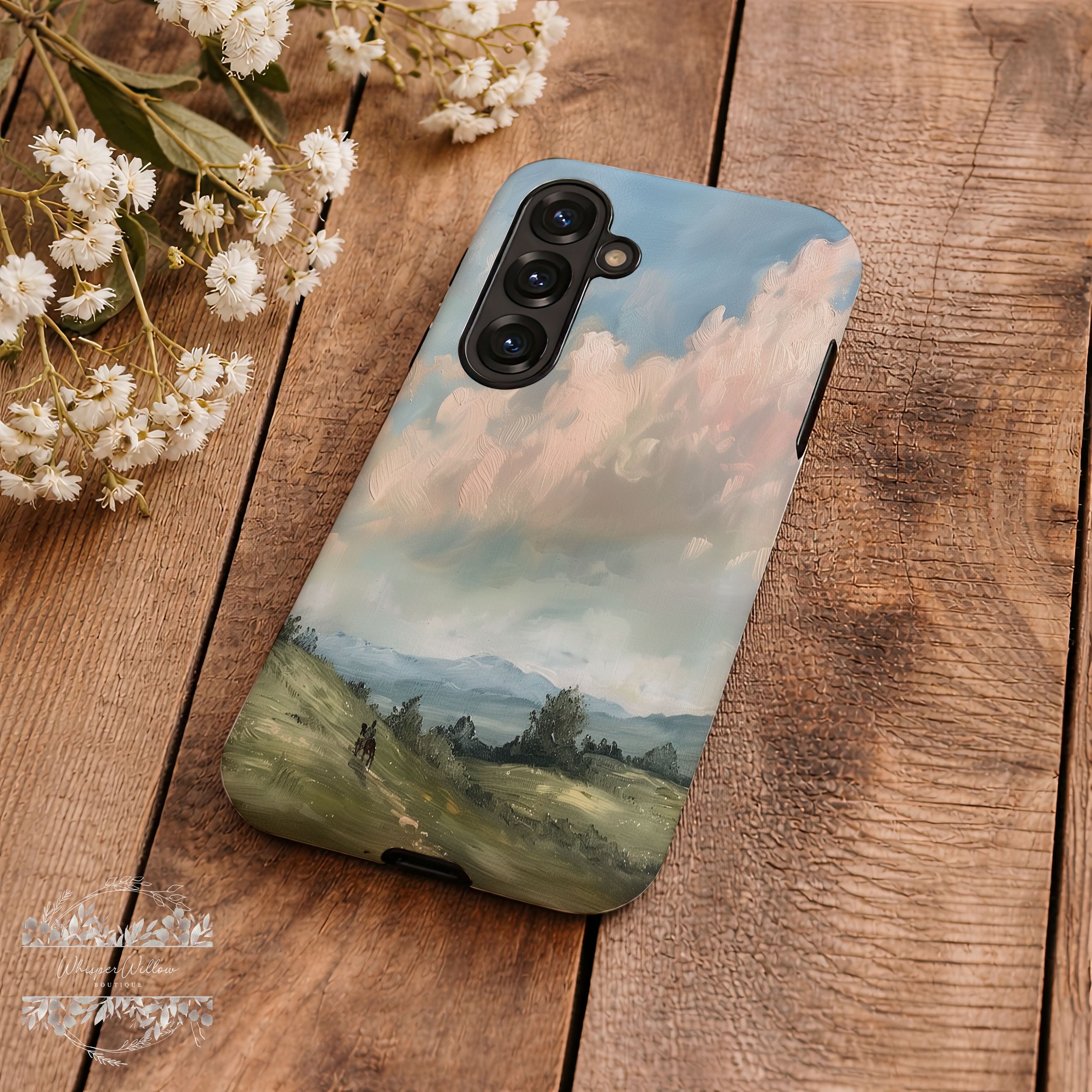 Pastel Sky Landscape Phone Case | Compatible with Samsung Devices | Colorful Scenic Hills Aesthetic Art