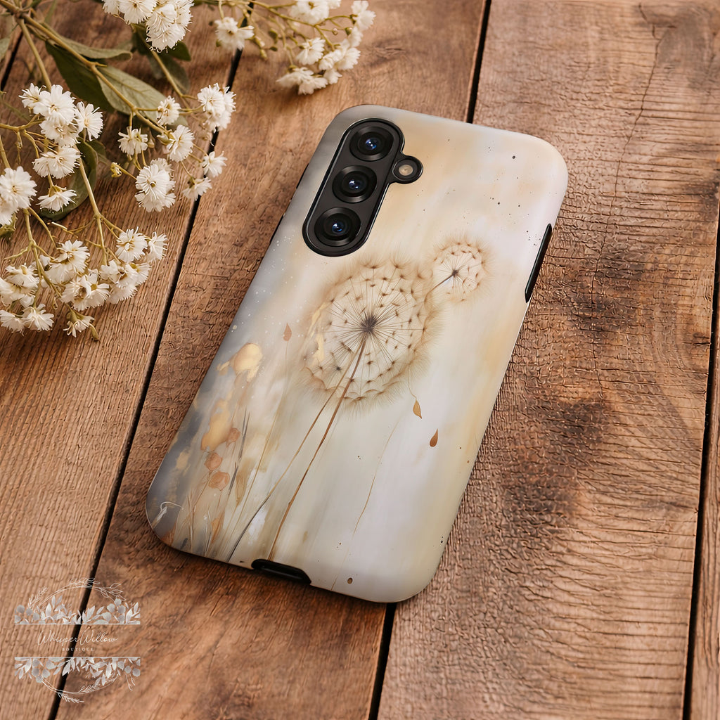 Botanical Phone Case | Dandelion Beige Neutral Art | Compatible with Samsung | Minimalist Floral Aesthetic Modern Design Gift