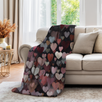 Abstract Painted Hearts Throw Blanket | Romantic Moody Love Art | Valentine's Day Home Decor