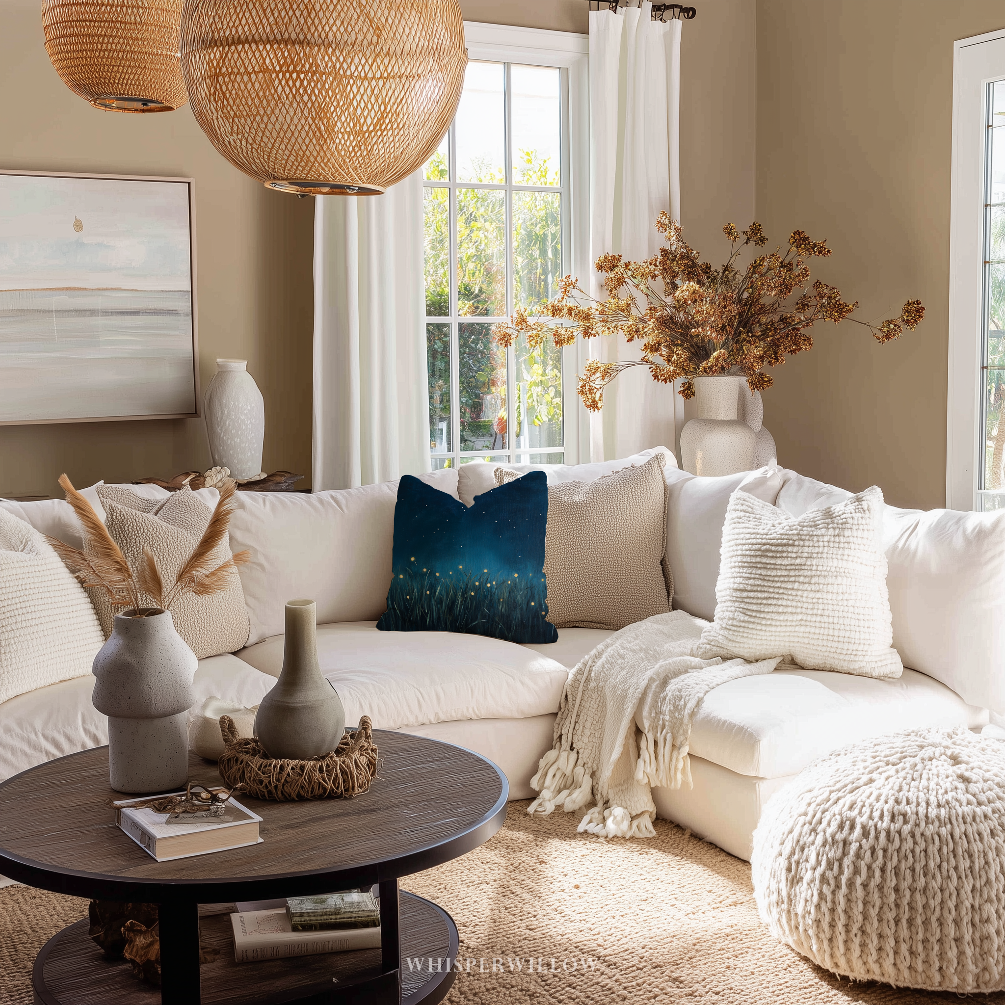 Firefly Meadow Dekokissen – Sternenhimmel mit Glühwürmchen