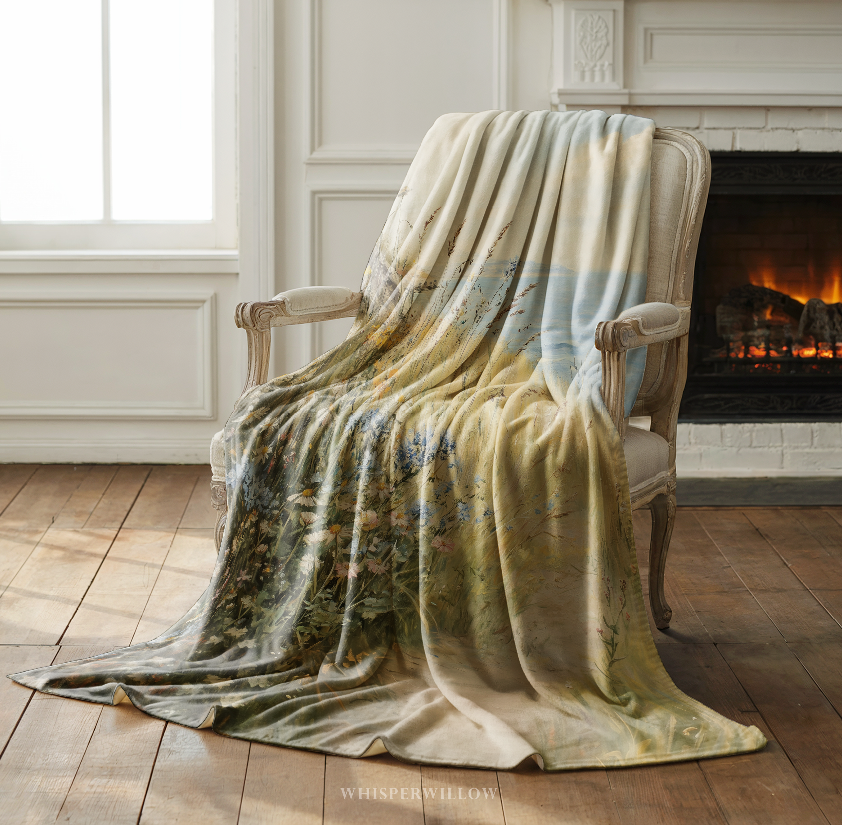 Coastal Wildflower Path Throw Blanket - Ocean Meadow Landscape Gift