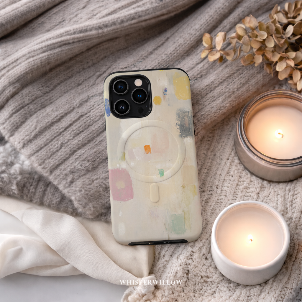 Abstract Pastel Art Magnetic Case | iPhone Compatible | Colorful Minimal Design Cover