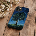 Mystical Tree Art Phone Case | Compatible with iPhone | Aesthetic Night Sky Glowing Fireflies Dreamy Stars Fantasy Nature