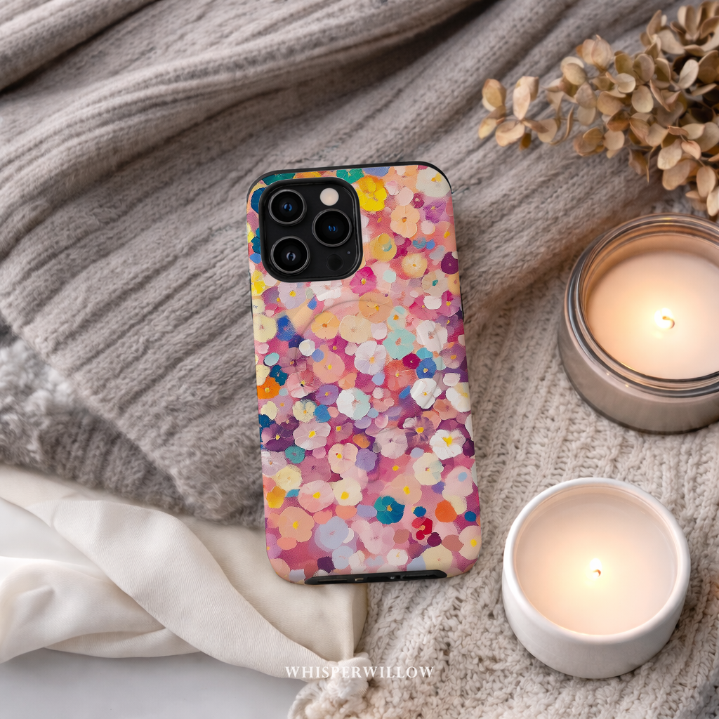 Colorful Floral Confetti Magnetic Case | Compatible with iPhone | Abstract Garden Pattern Cover