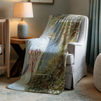 American Flag Coastal Throw Blanket - Sailboat Lighthouse Wildflower Gift