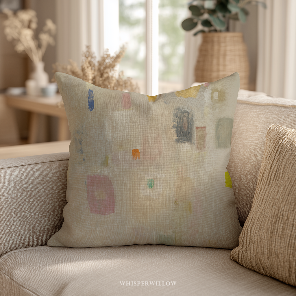 Neutral Pastel Abstract Throw Pillow and Case - Modern Minimalist Color Block Decorative Cushion Gift