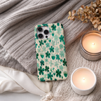 Teal Shamrock Dual Layer Phone Case | Compatible with iPhone  | Lucky Four Leaf Clover Cover