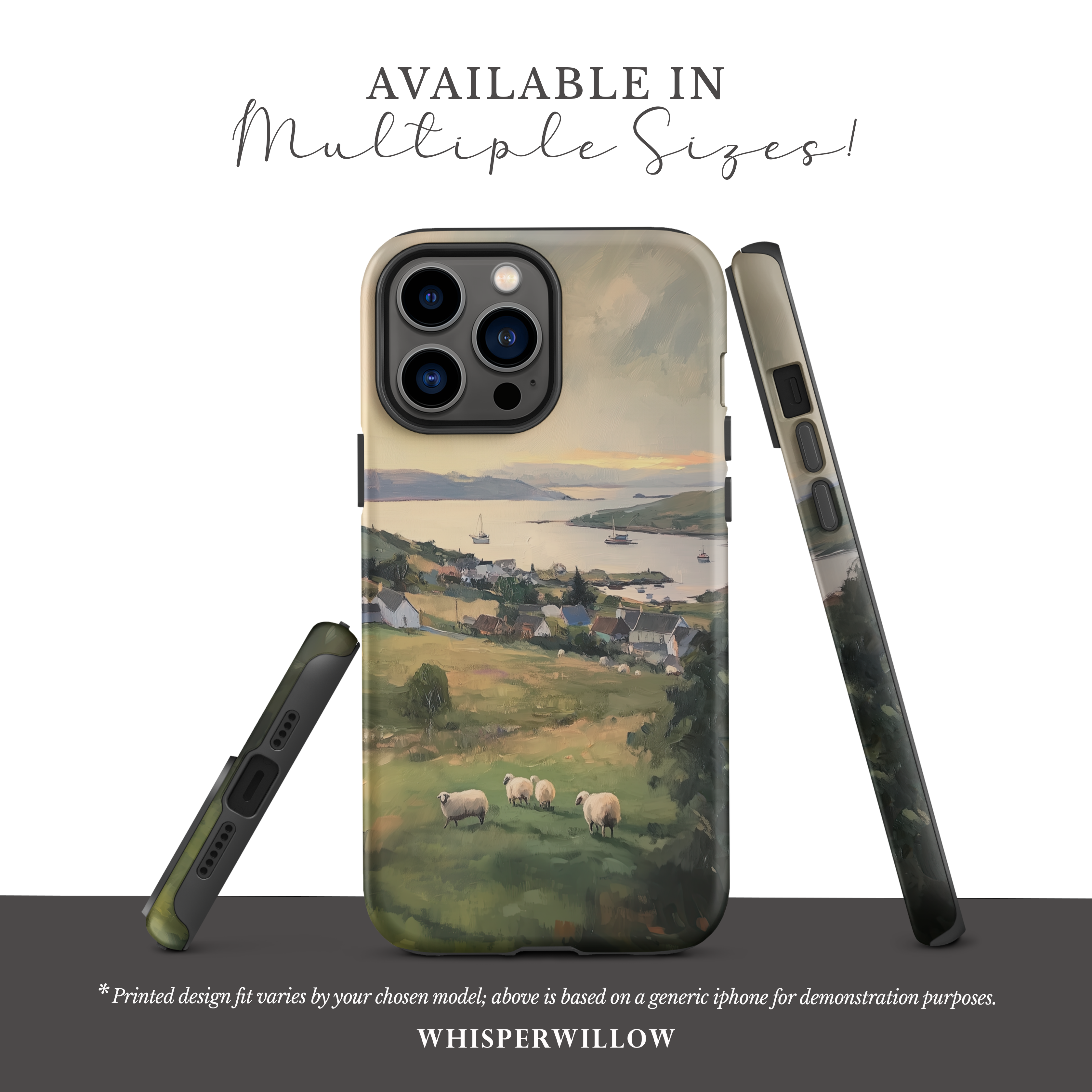 Coastal Sheep Meadow Phone Case | iPhone Compatible | Irish Harbor Village Scenic Cover