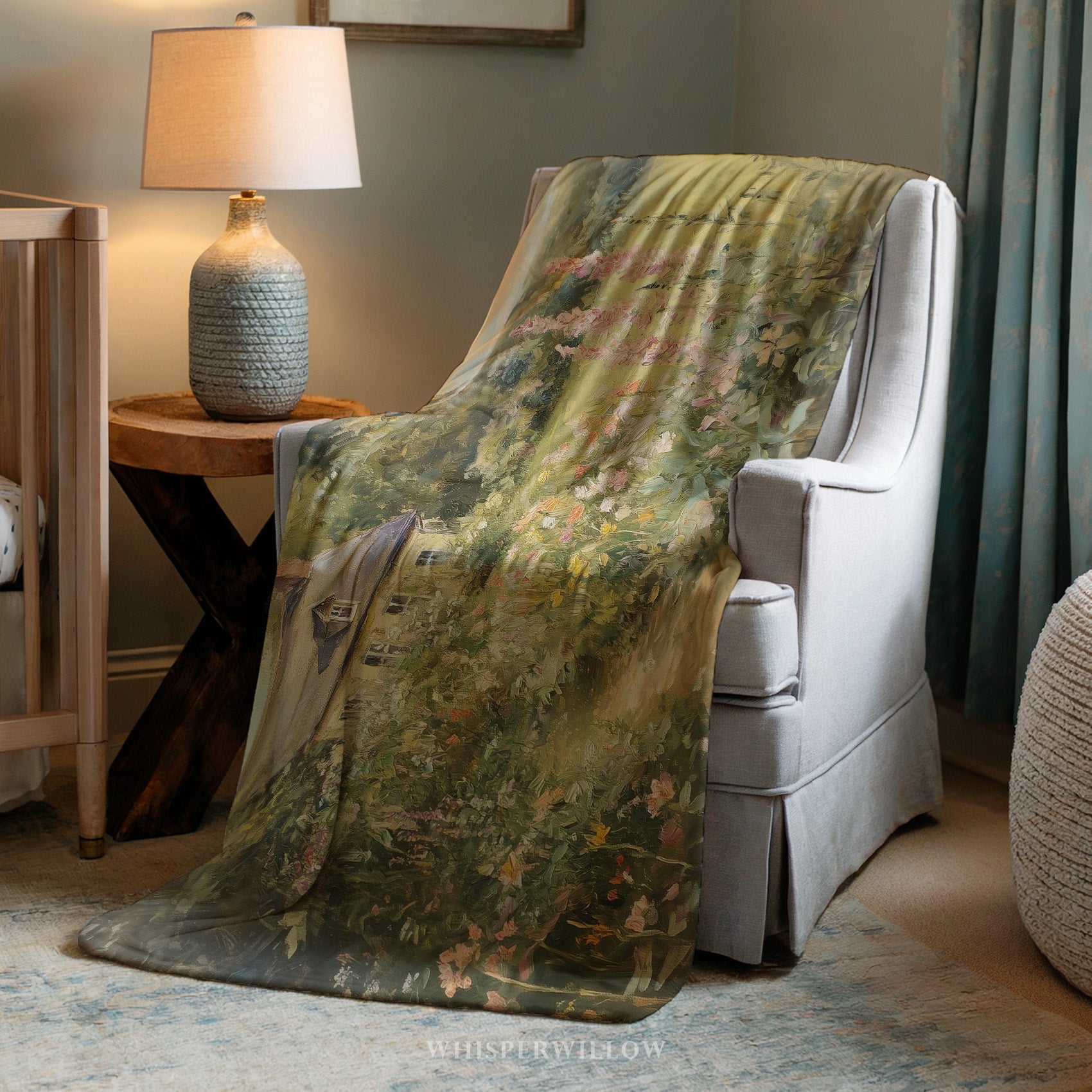 Floral Cottage Plush Throw Blanket | English Garden Botanical Meadow Vintage Landscape Cozy Sofa Bed Country Home Decor Soft Gift