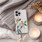Colorful Bird Art Phone Case Compatible with iPhone | Songbird Branch Design | Cute Aesthetic Nature | Joyful Bird Lover Gift