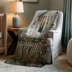 Patriotic Cottage Garden Throw Blanket - American Wildflower Farmhouse Gift by WhisperWillow Studios Home Decor Gift