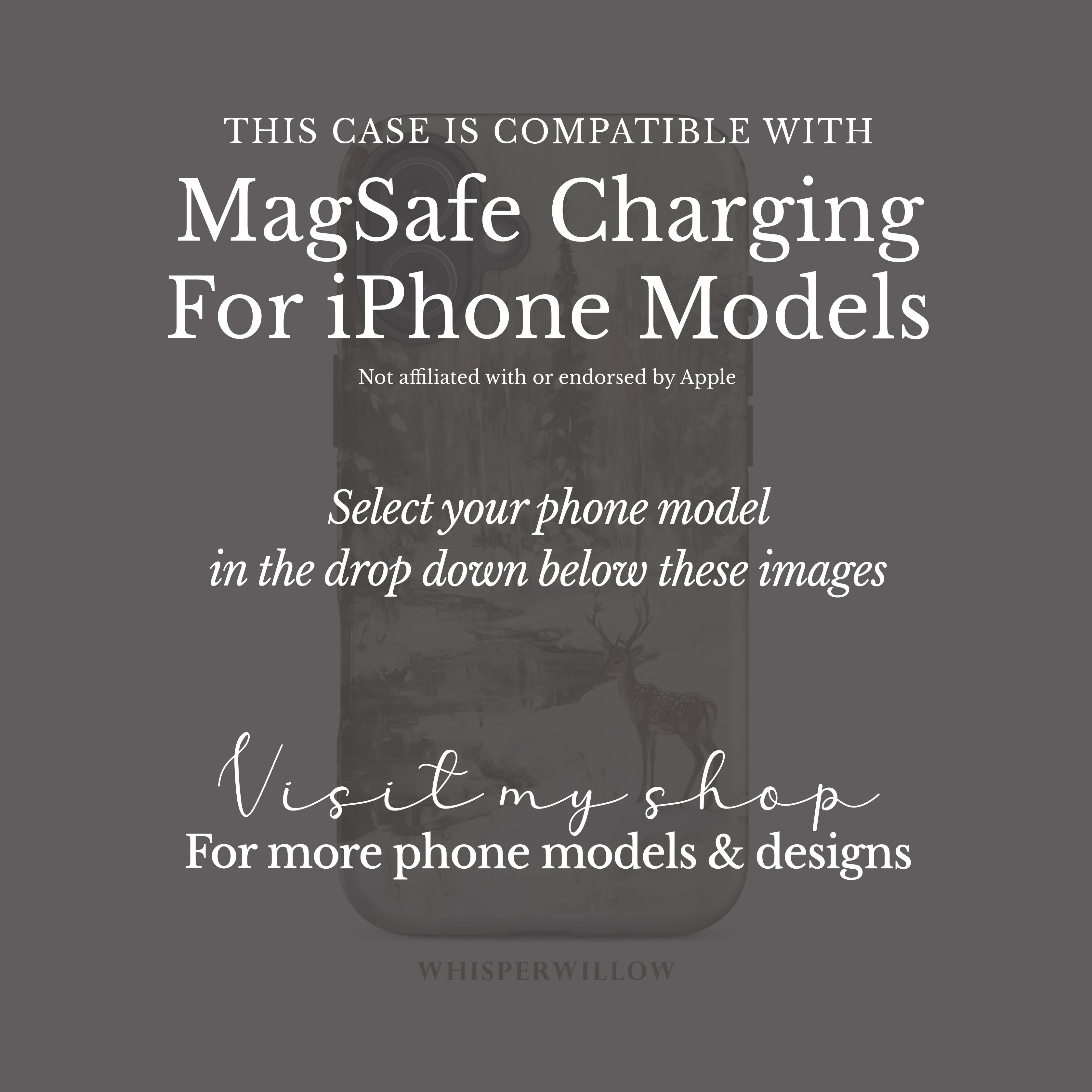 Aesthetic Winter Deer Phone Case | Compatible with MagSafe Charging | Forest Snow Wildlife Art | Gift for Him