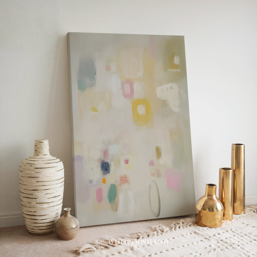 Abstract Pastel Canvas Wall Art | Modern Minimalist Color Block Patterns | Joyful Colorful Home Decor