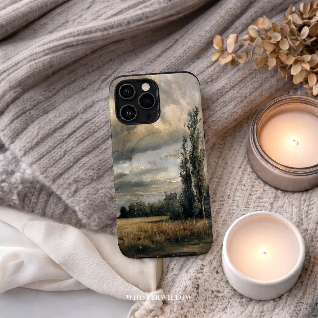 Moody Landscape Phone Case Compatible with iPhone MagSafe | Stormy Sky Nature Art | Rustic Scenic Aesthetic Multi-Size