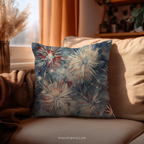 Abstract Fireworks Floral Throw Pillow and Case - Red White Blue Patriotic Home Decor