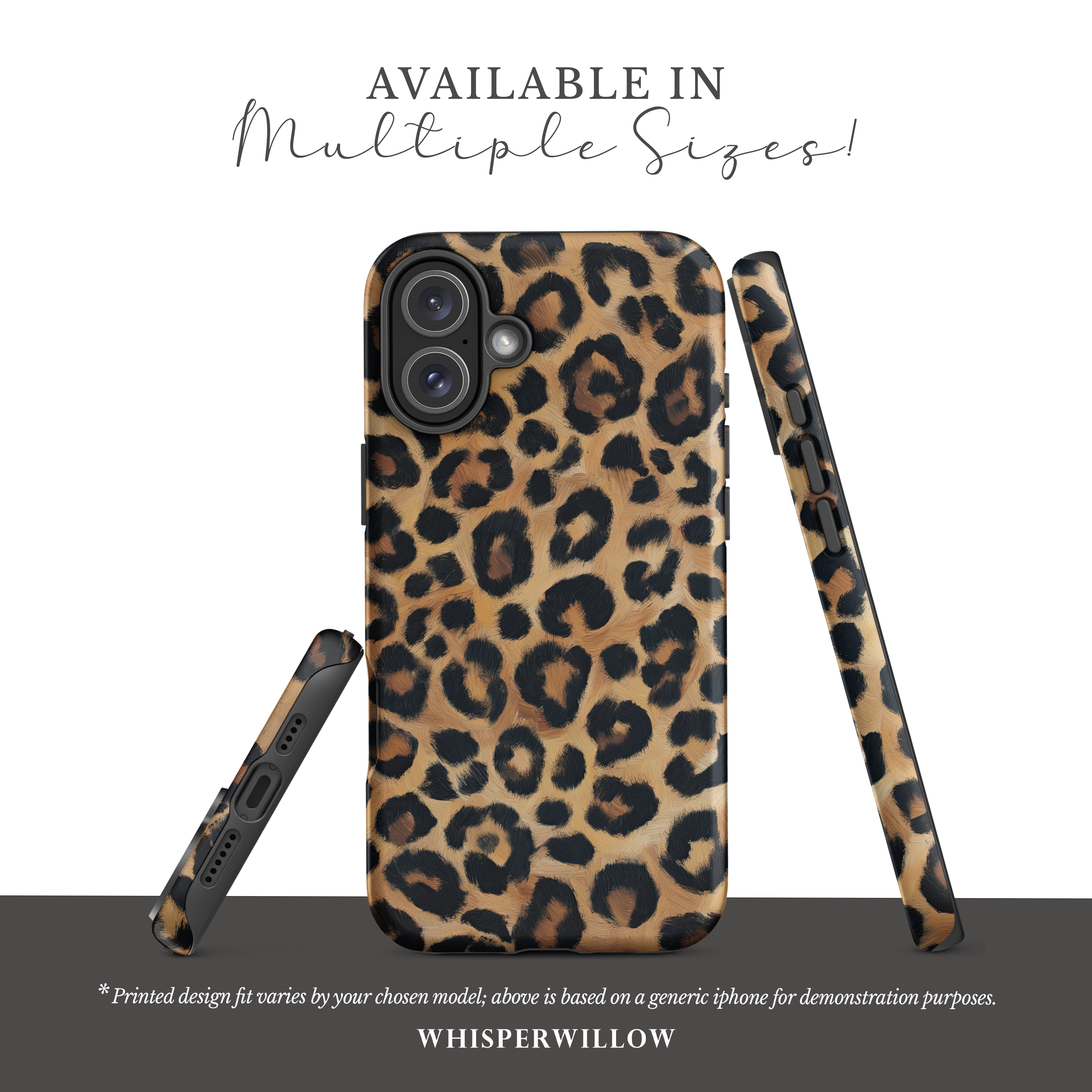 Leopard Print Dual Layer Phone Case | iPhone Compatible | Matte Protective Cover
