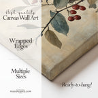 Leinwandbild | Rustikaler Zweig mit roten Beeren | Weihnachts- und Herbstdekoration