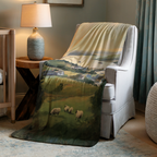Pastoral Coastal Landscape Throw Blanket - Irish Countryside Sheep Gift