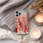 Romantic Winter Village Aesthetic Phone Case – Compatible with iPhone Models | Snowy Pink Heart Art