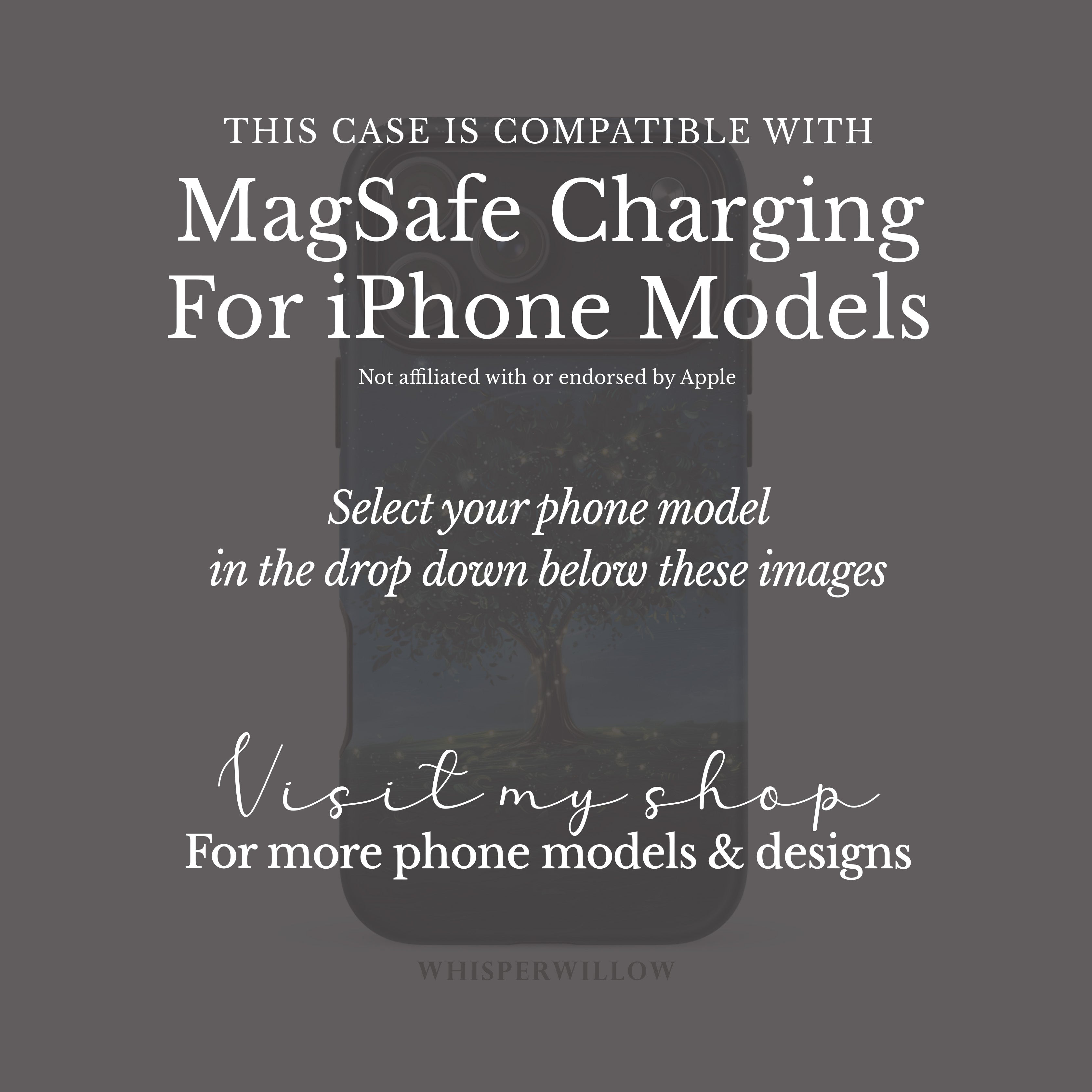 Mystical Tree Phone Case | Compatible with MagSafe Charging | Starry Night Sky Aesthetic | Glowing Nature Art | Celestial Fireflies