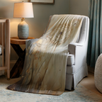 Dandelion Heart Throw Blanket - Neutral Botanical Watercolor Floral Gift