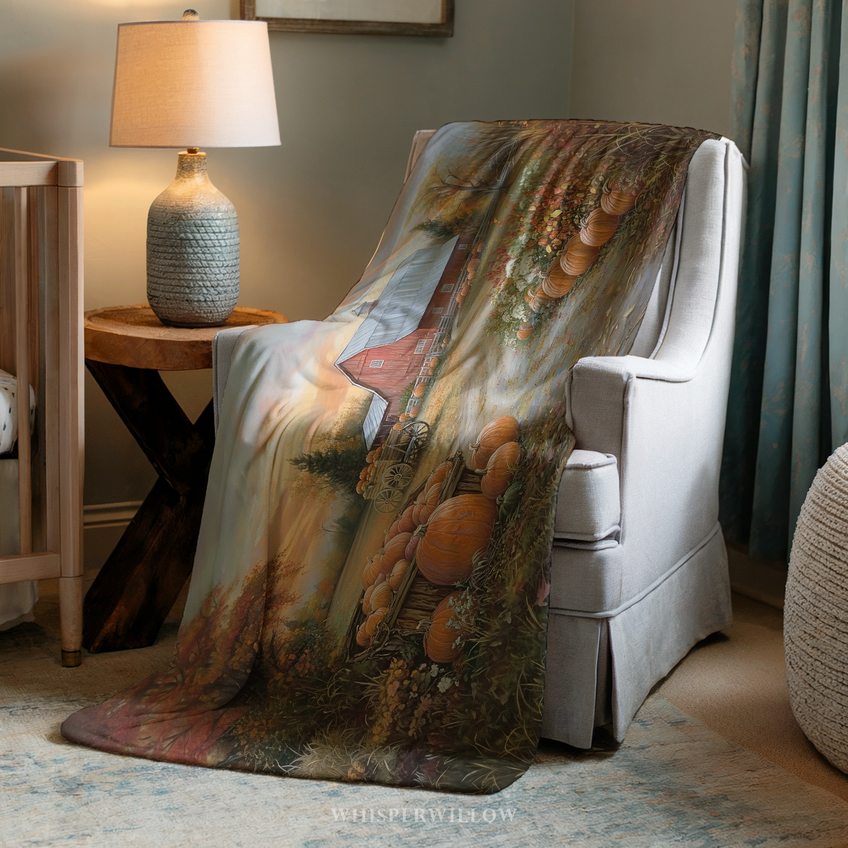 Autumn Pumpkin Throw Blanket - Cozy Barn Fall Harvest Gift