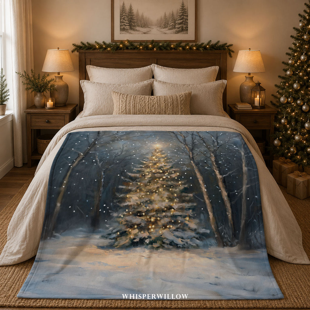 Winter Forest Christmas Throw Blanket - Festive Tree Snowfall Gift