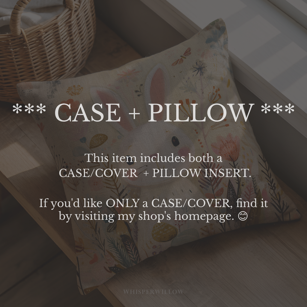 Whimsical Easter Bunny Throw Pillow, Floral Meadow Spring Pastel Design, Rabbit Eggs Farmhouse Decor, Nursery Gift for Kids and Adults Gift