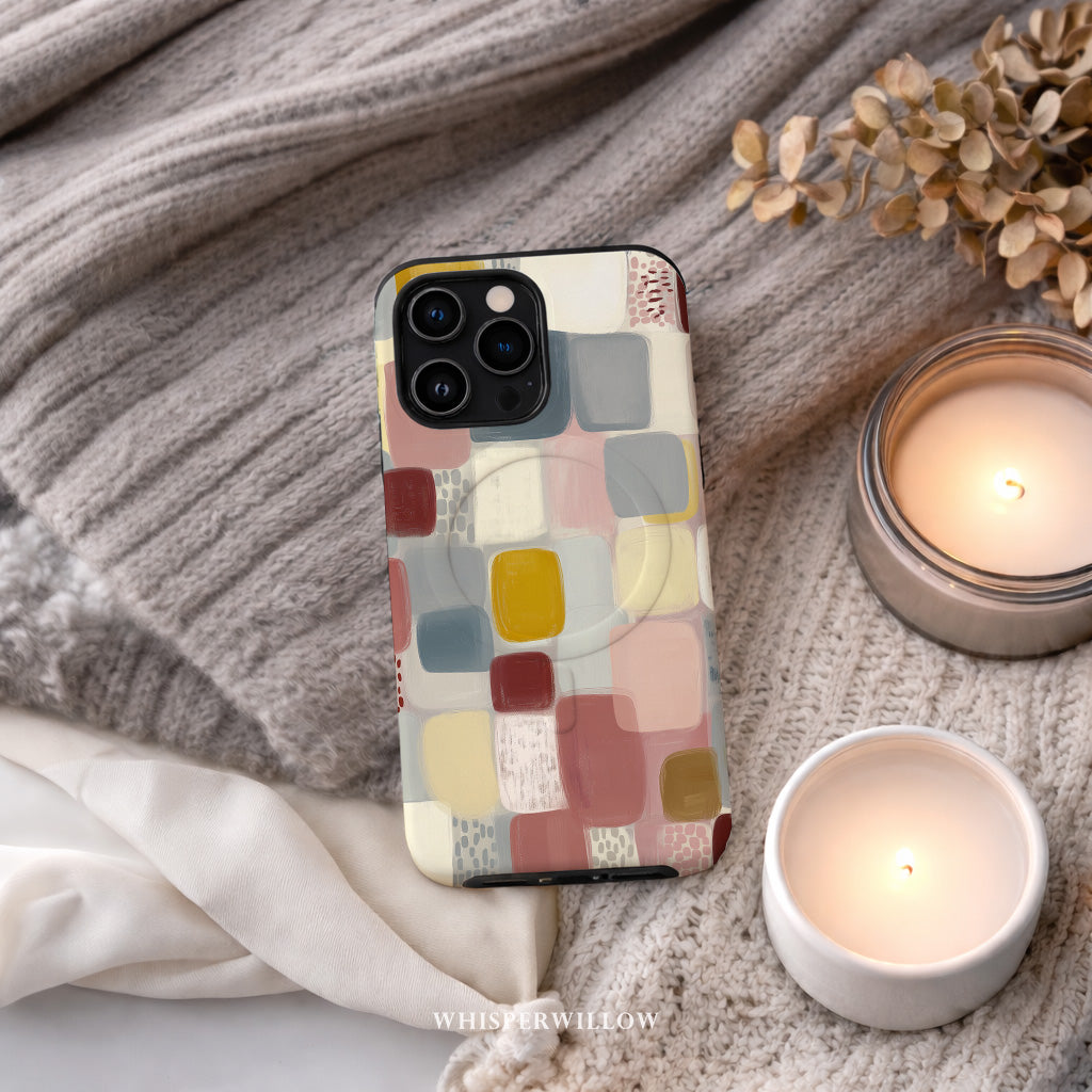 Abstract Color Block Phone Case | Compatible with MagSafe Charging | Cute Aesthetic Artistic Colorful Modern Neutral Gift