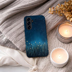 Firefly Night Sky Phone Case | Compatible with Samsung | Dual Layer Protective Cover | Dark Blue Nature Stars Lightning Bugs